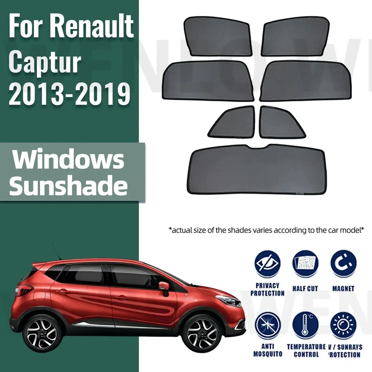 

For Renault Captur Samsung QM3 2013-2019 Magnetic Car Sunshade Visor Front Windshield Frame Curtain Rear Side Window Sun Shade