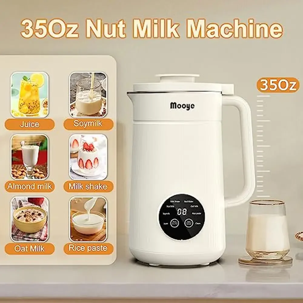 Nut Milk Maker Machine 35oz/1000ml 10 Blades Plant-Based Beverage Maker Vegan Gift Automatic Program Nut Soy Oat Almond_recipe