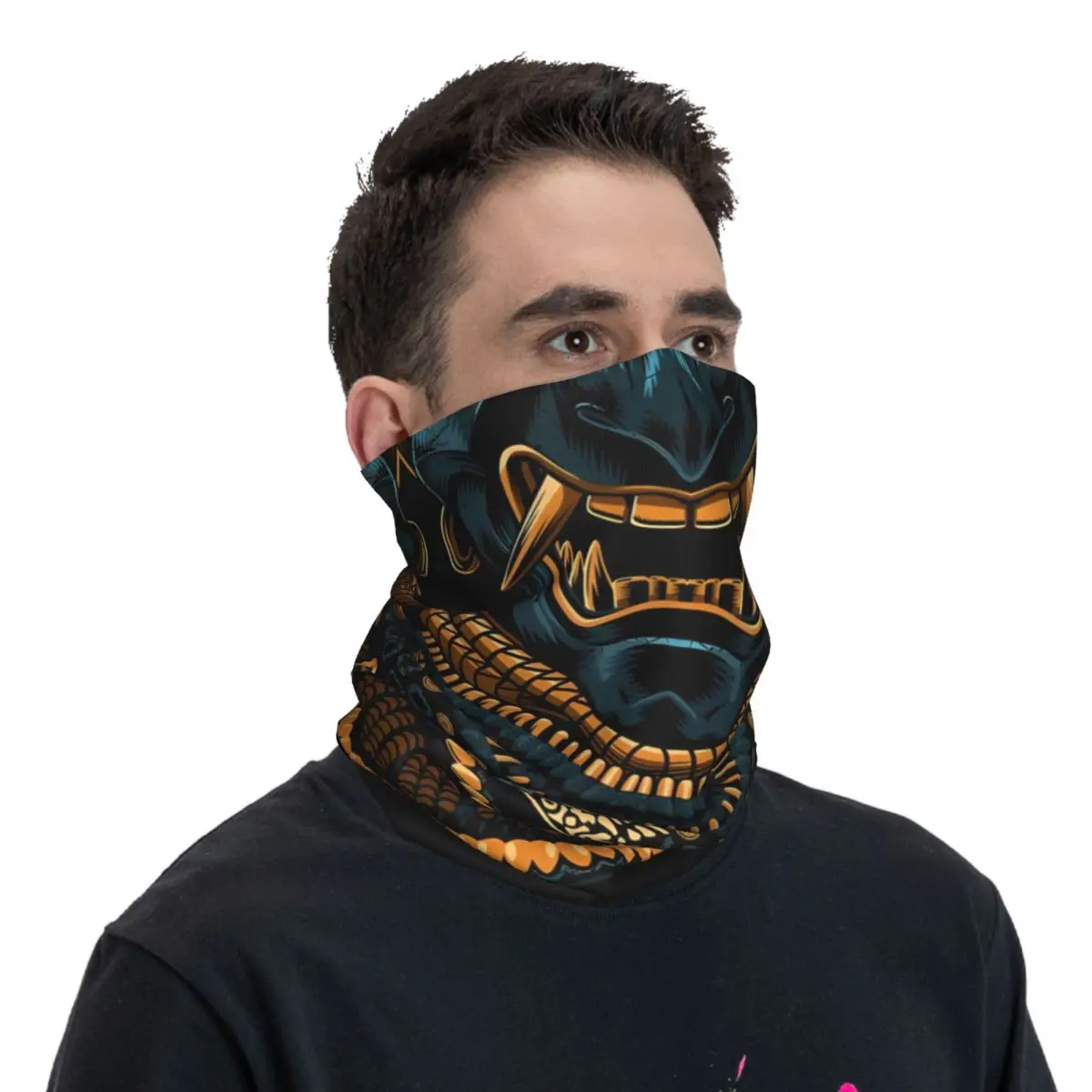 Impresionante Samurai Gold Thin Wrap bufanda Bandana cuello polaina cubierta de la cara diadema