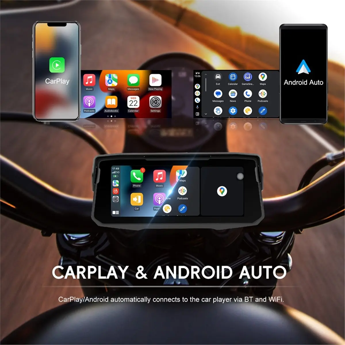 Promotion 6.86'' Motorcycle Wireless Carplay Android Auto Display Portable Navigation Screen Waterproof Smart Player Monitor