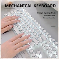 Teclado mecánico para jugar para máquina de escribir EWEADN TK100 Punk, 104 teclas con teclados con cable USB retroiluminados LED, para PC portátil Windows