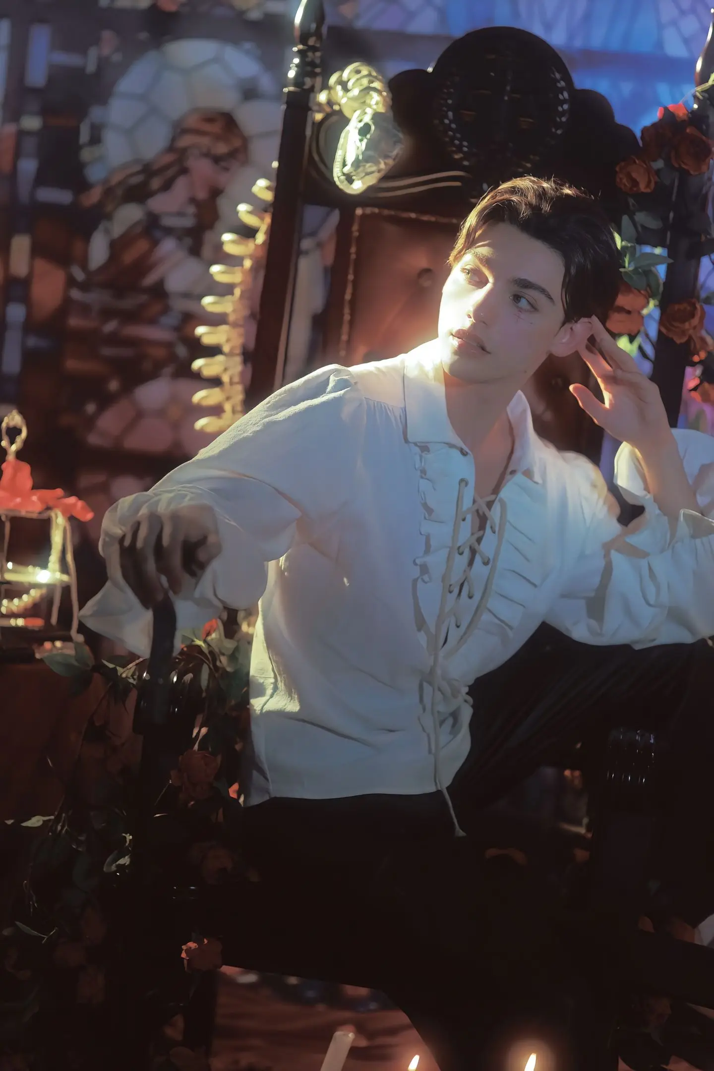 

Мужской средневековый придворный костюм с поясом, наряд для Хэллоуина, длинные рукава, полиэстер, свободный крой, модный, молодежный