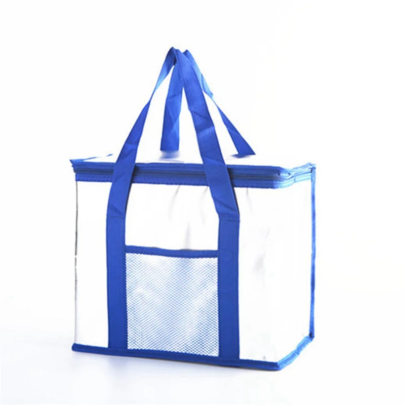 

Latest 1 Piece Bento Insulation Bag Folding Picnic Bag Portable Tin Foil Insulation Ice Bag Blue&White