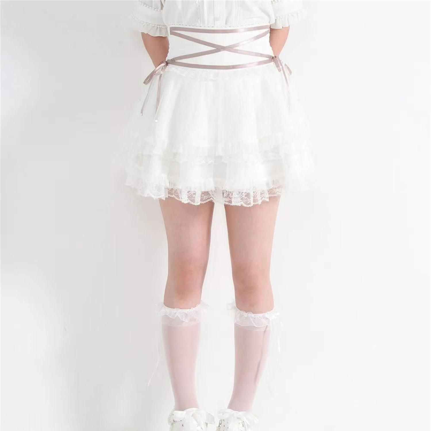 Saias japonesas estilo mina produzidas em massa, renda, patchwork, frisado, cintura alta, arco, linha a, doce, fofo, versátil, lolita, saia feminina