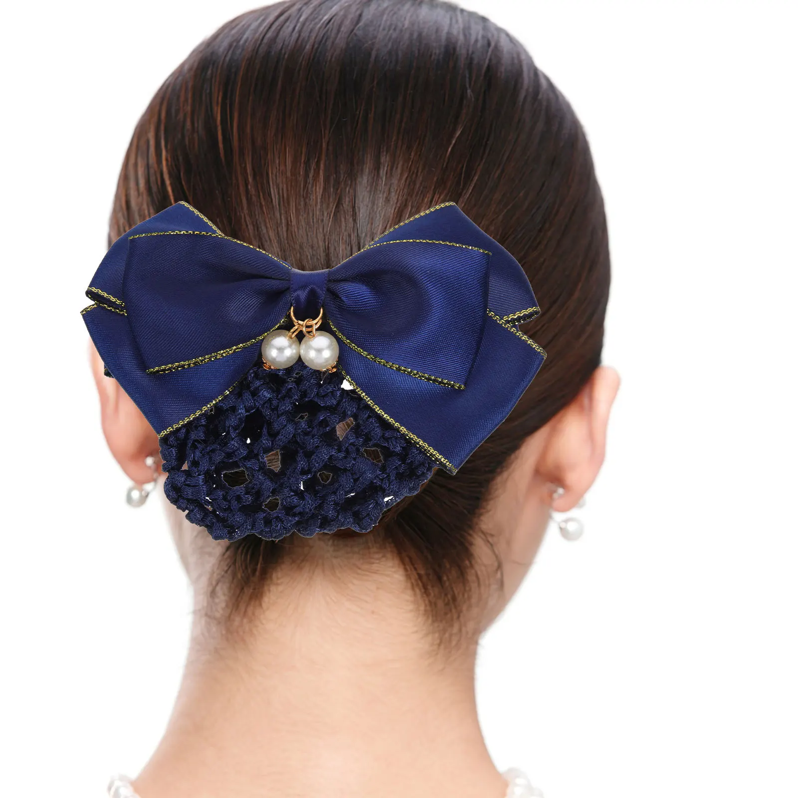 

Bowknot Bun Cover Net For Women Hairnets Stewardess Nurse Ballet Dancer Workwear Accessory Thick Thin Hair Fit Hair Bun
