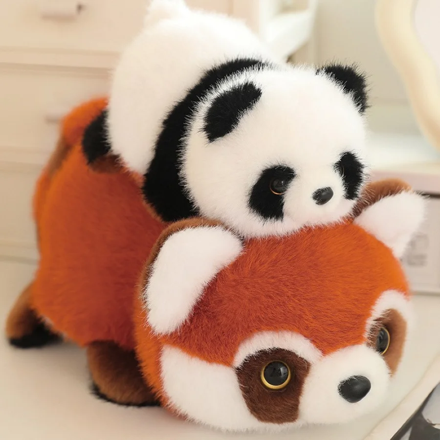 

Anime Panda Flips into Raccoon Plush Animal Stuffed Toy, Fun Doll "2 Shapes in One Toy", Soft Red Panda Plushie Kids Gift