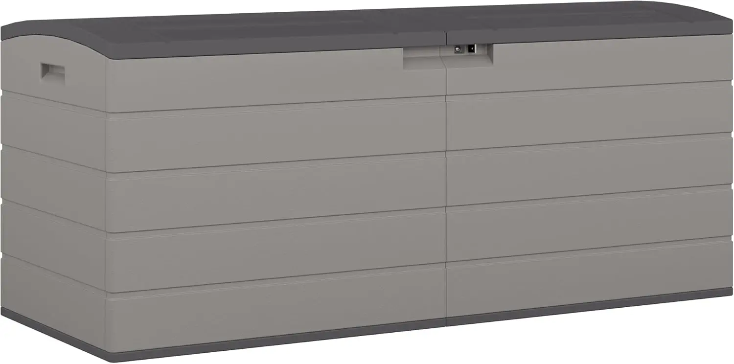 Pad-Lockable Split Top Lid, Extra-Large Outdoor Storage Unit for Patio Furniture