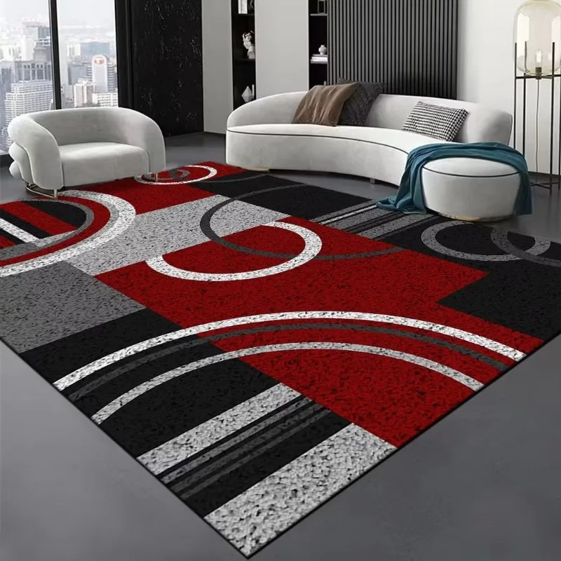 Geometric Modern carpets for living room Red Black Creativity Rugs Sofa Chair Beside Mat Light Luxury Rugs for Bedroom tapete