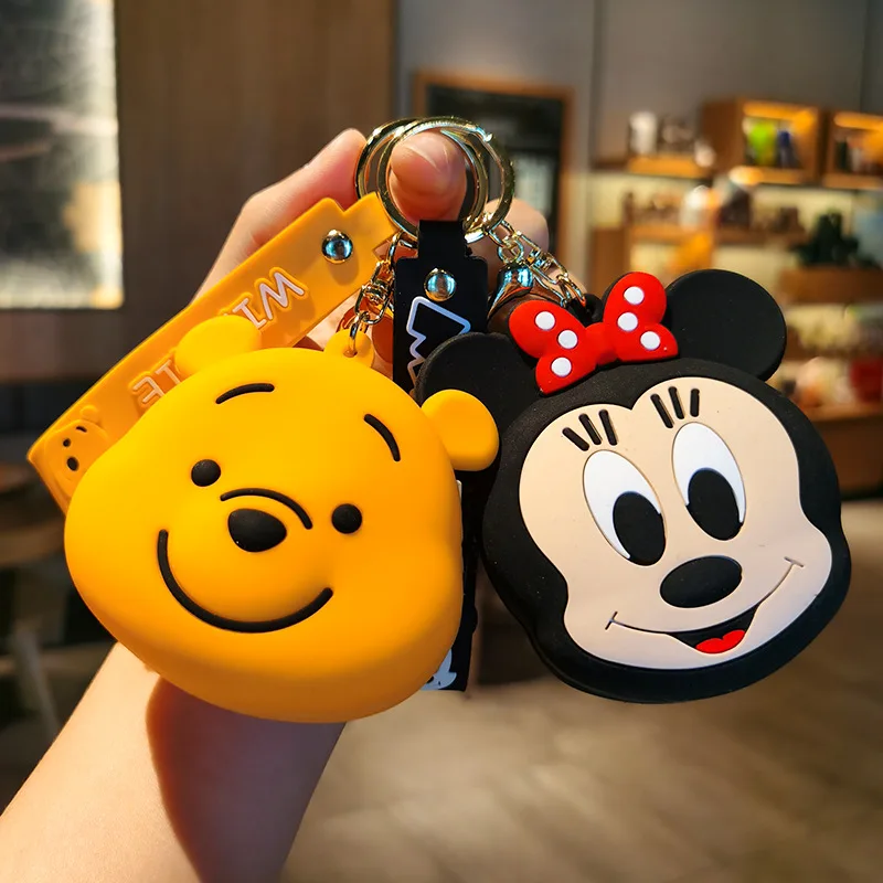 Cartoon Anime Winnie The Pooh Keychains Pendant Keychain Holder Car Keyring Mobile Phone Bag Hanging Jewelry Kids Gifts