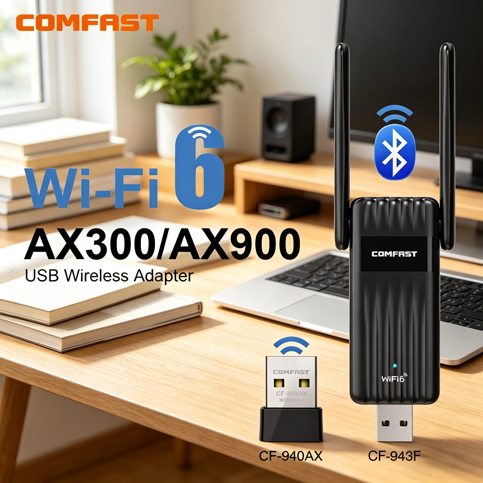 COMFAST 300-900M WiFi 6 BT 5.3 USB Adapter Dual Band 2.4/5G RTL8851BU Wireless Free Drive Network Card For Laptop PC Win 10/11