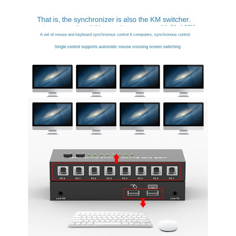 USB K/M Synchronous Controller KVM Switch Multiple Computers Share 1 Set Of Mouse And Keyboard