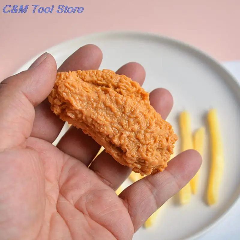 Imitation Food Keychain French Fries Chicken Nuggets Fried Chicken leg Food Pendant Children's Toy Promotional Gift Auto KeyRing