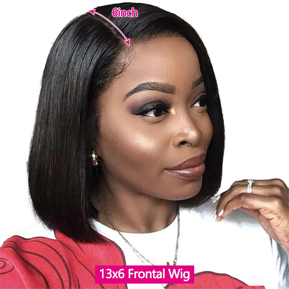 

13X6 Прямые кружевные фронтальные парики Боб 8-16 дюймов Короткие парики фронта шнурка для женщин Можно окрасить Предварительно выщипанные натуральные волосы