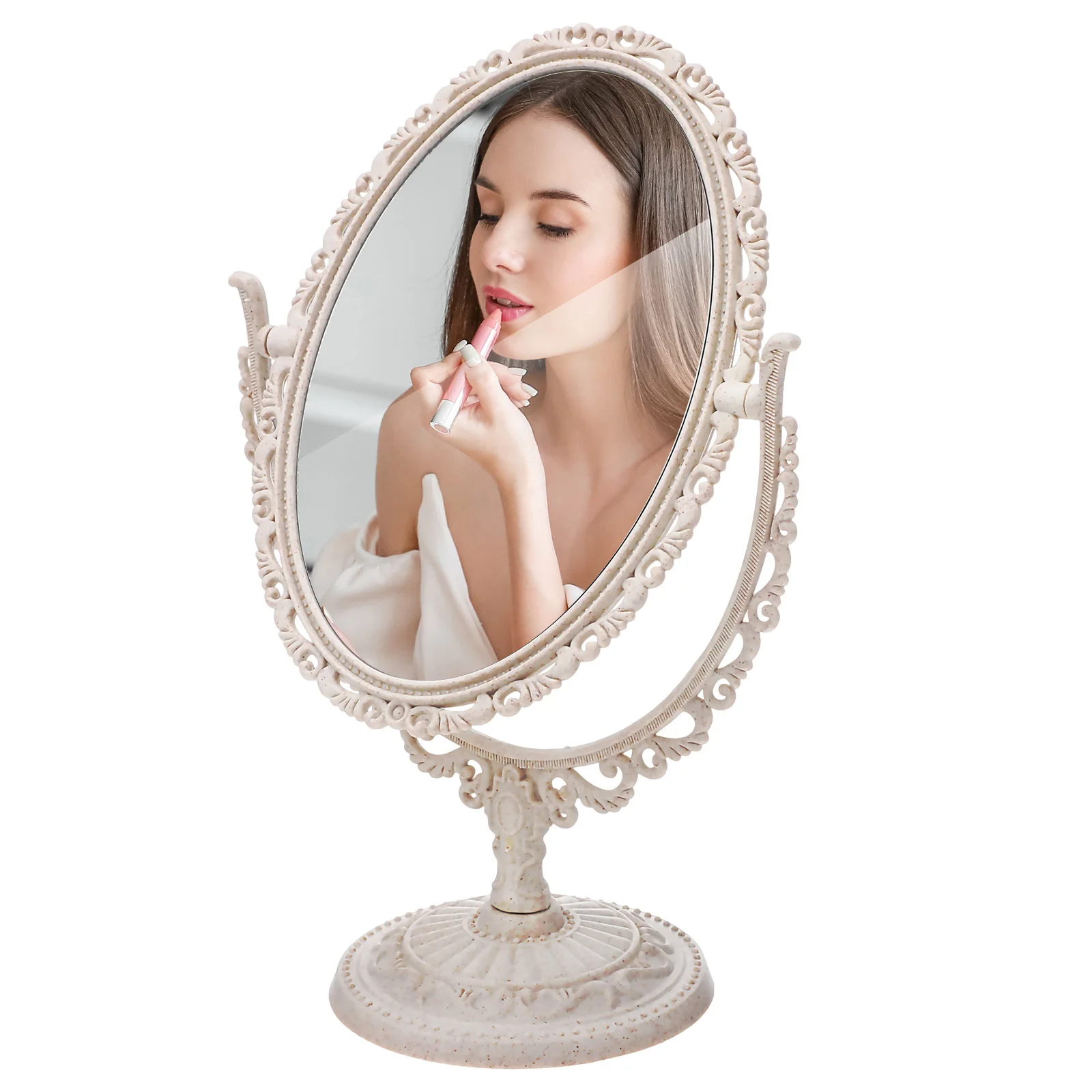 1 pçs espelho de vaidade giratório de mesa espelho de maquiagem vintage para aplicação de mesa de cômoda arrancando uso de fio dental de barbear