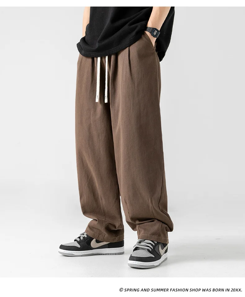 Pure cotton casual pants retro double pleated versatile streetwear track pants sweatpants