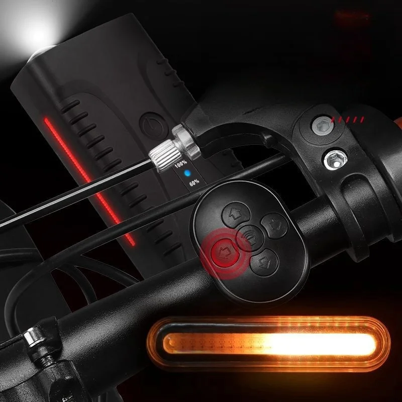 2PCS Bicycle Lights, Intelligent Synchronization Warning Lights, Wireless Remote Control Turn Signals, Taillights