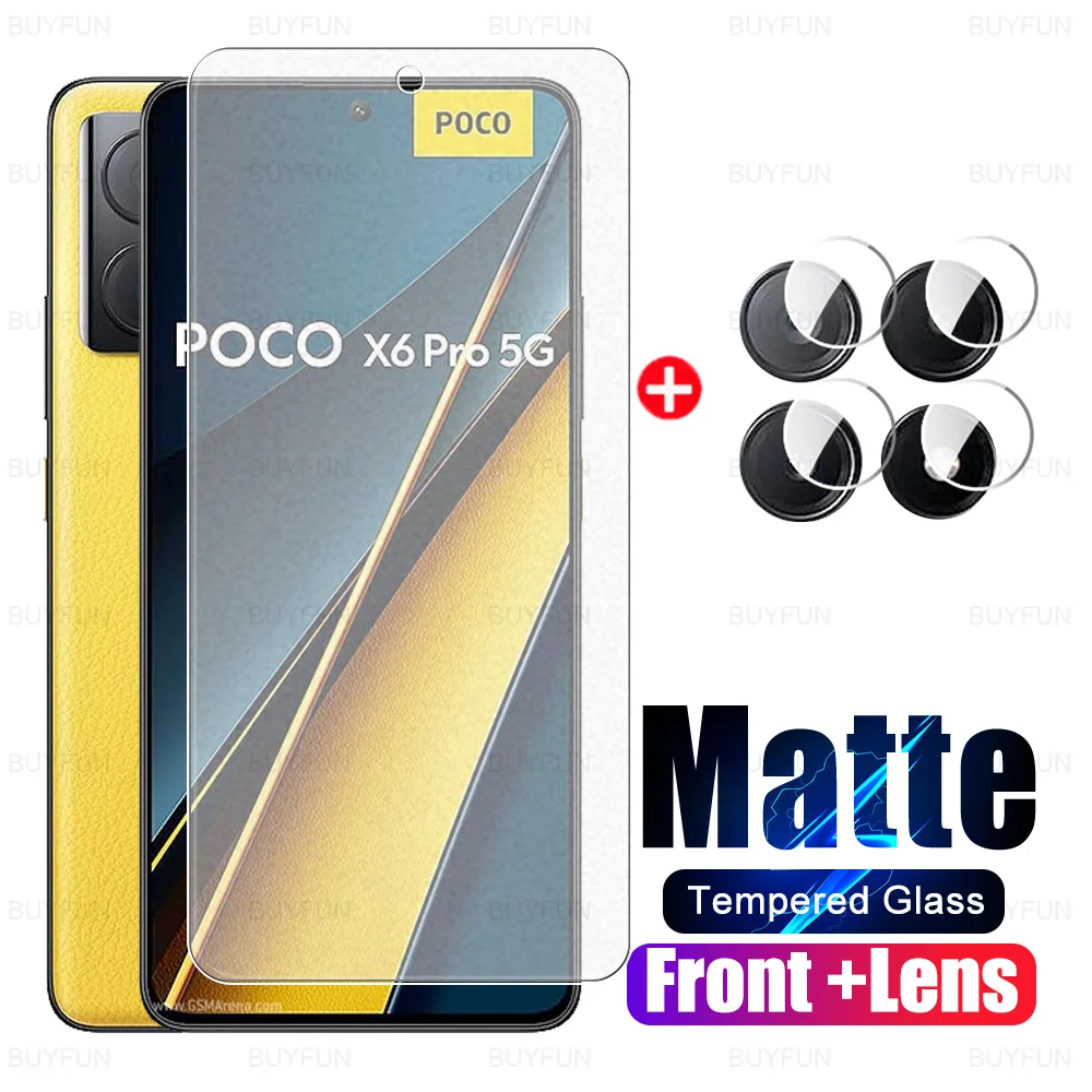 Matte Glass For Xiaomi Poco X6 Pro 5G Frosted Tempered Glass Poxo Little X6Pro X 6 PocoX6 PocoX6Pro Camera Lens Screen Protector