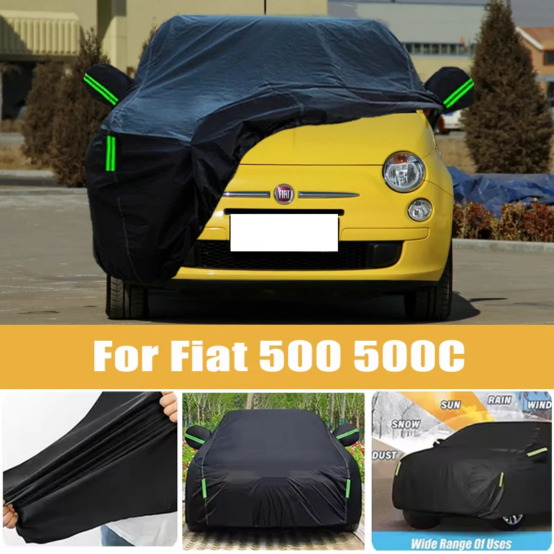 Telo Copriauto Completo per Fiat 500 500C, Protezione Quattro Stagioni da Sole, UV, Pioggia, Neve e Polvere, in Tessuto Oxford