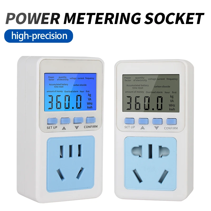 

Power Metering Socket Meter Power Display Measuring Appliance 10A16A Intelligent Backlight Home Air Conditioning Power Consumption Monitoring