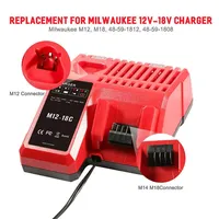 Replace 3A 12V 14V 18V Rapid Fast Li-Ion Charger Fit For Milwaukee M12-18C Dual Port Multi-Voltage Lithium-Ion Battery M12 M18