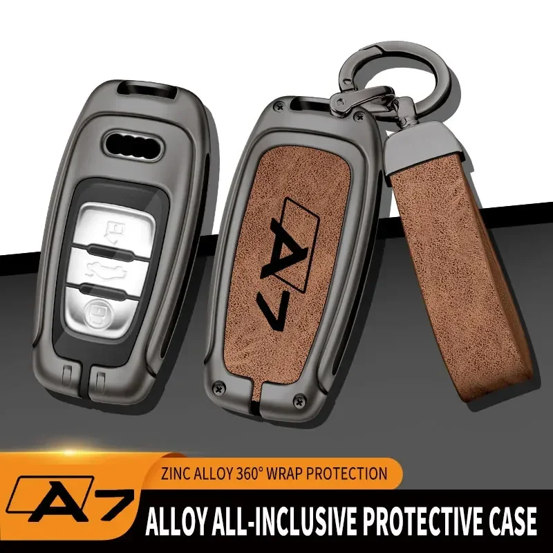 Zinc Alloy Car Key Case Cover For Audi A7 Remote Control Protector For Audi Full Series A7 A4 A6 Q5 A5 Car Key Shell Accessories