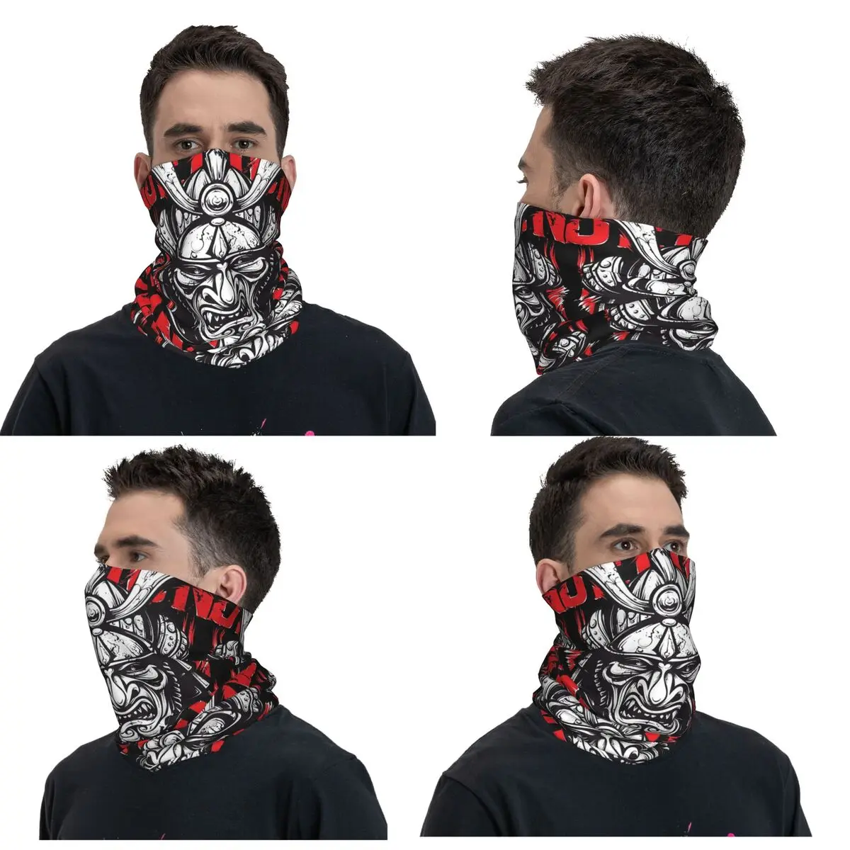 Awesome Samurai Demon Gold Bandana Neck Cover Printed Wrap Scarf Balaclava Hiking Fishing For Men Women Adult Windproof