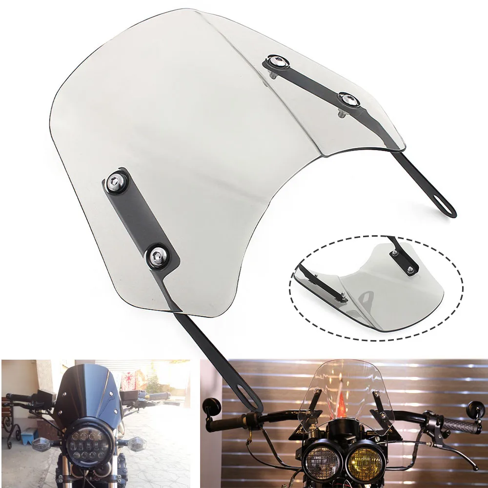 

5-7 Inch Motorcycle Universal Windshield Wind Deflector Windscreen Fairing For Yamaha Harley Honda Kawasaki Suzuki Cafe Racer