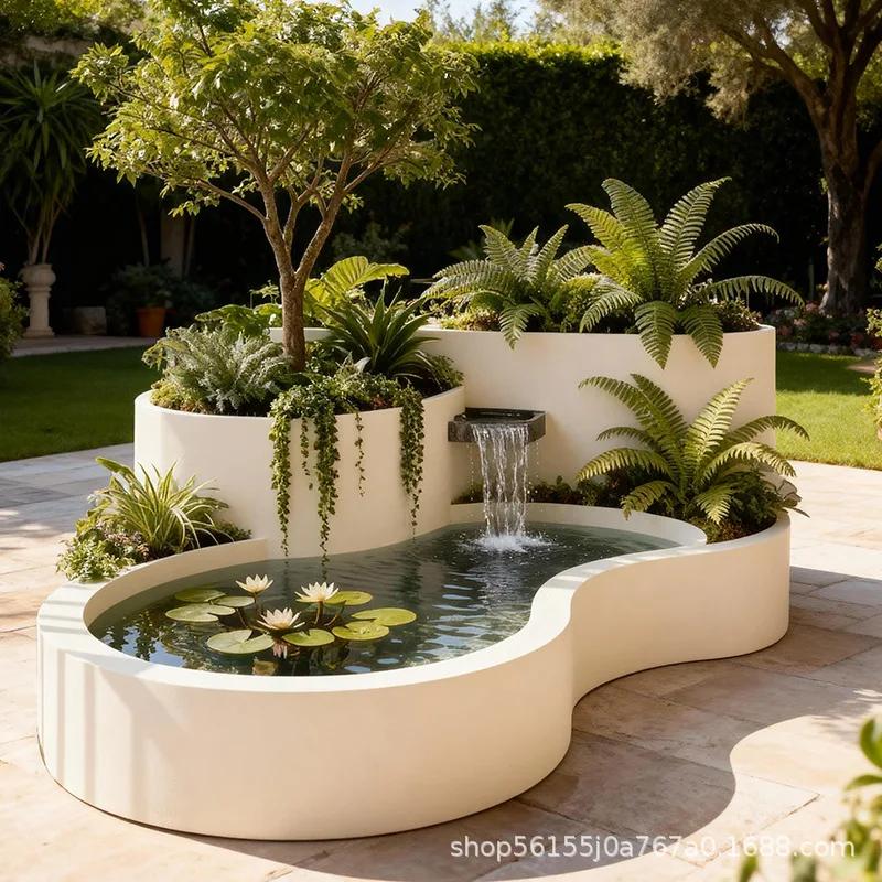 YJQ outdoor flowing water ornament landscape fish pond landscaping courtyard garden curtain wall