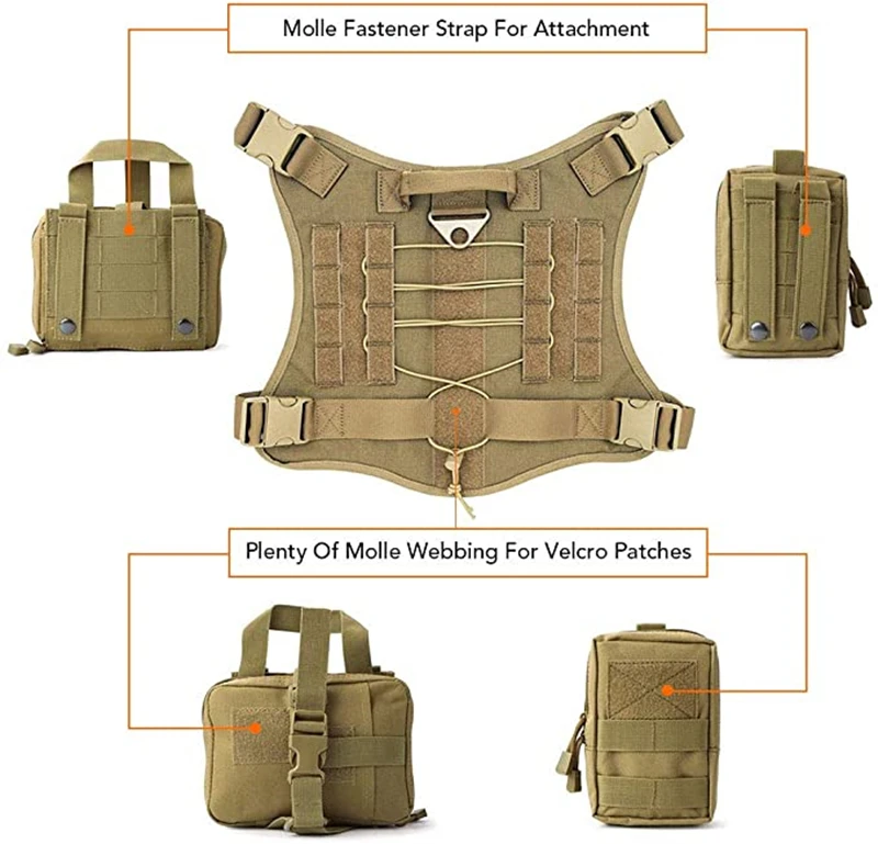 Taktische Militärweste für Haustiere, Outdoor-Trainingsweste, Hundegeschirr und Leine, Set mit Halsband für mittelgroße und große Hunde, Deutscher Schäferhund – Detail 28