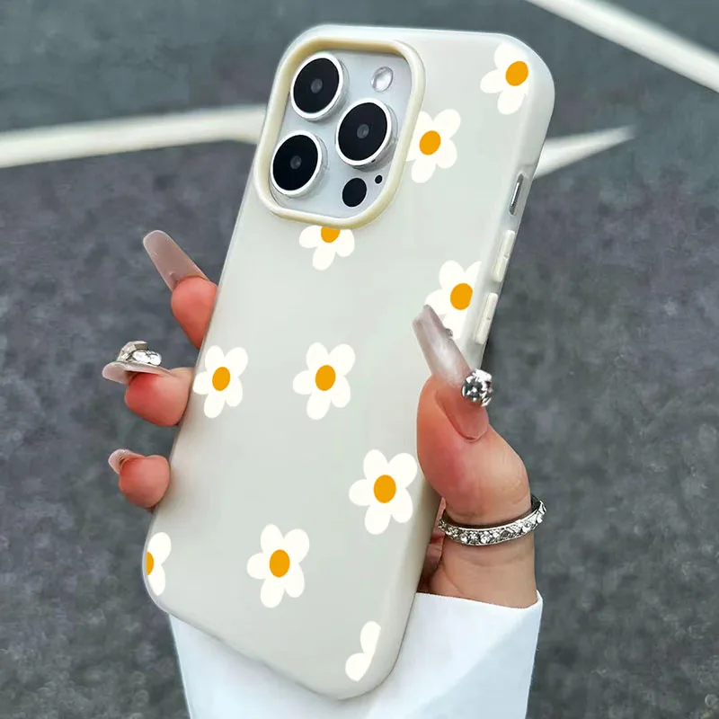 Custodia opaca 2 in 1 con motivo Little Orange Flower per iPhone 17 16 Pro Max Air 15 14 Plus 13 12 11 XS X XR 16Plus 16E Cover