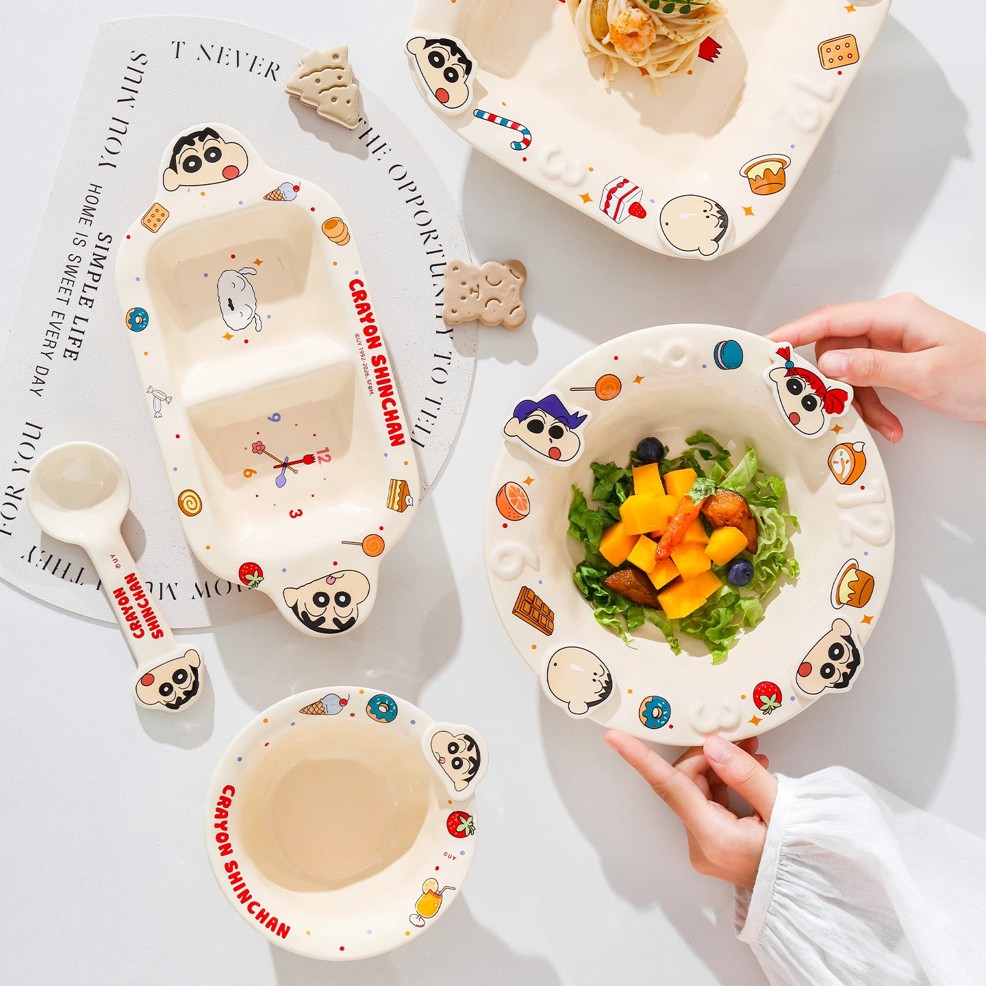 New 5 Inch Cute Cartoon Anime Crayon Shinchan Ceramics Round Bowl Home Office Rice Kitchen Tableware Cutlery Kid Birthday Gift