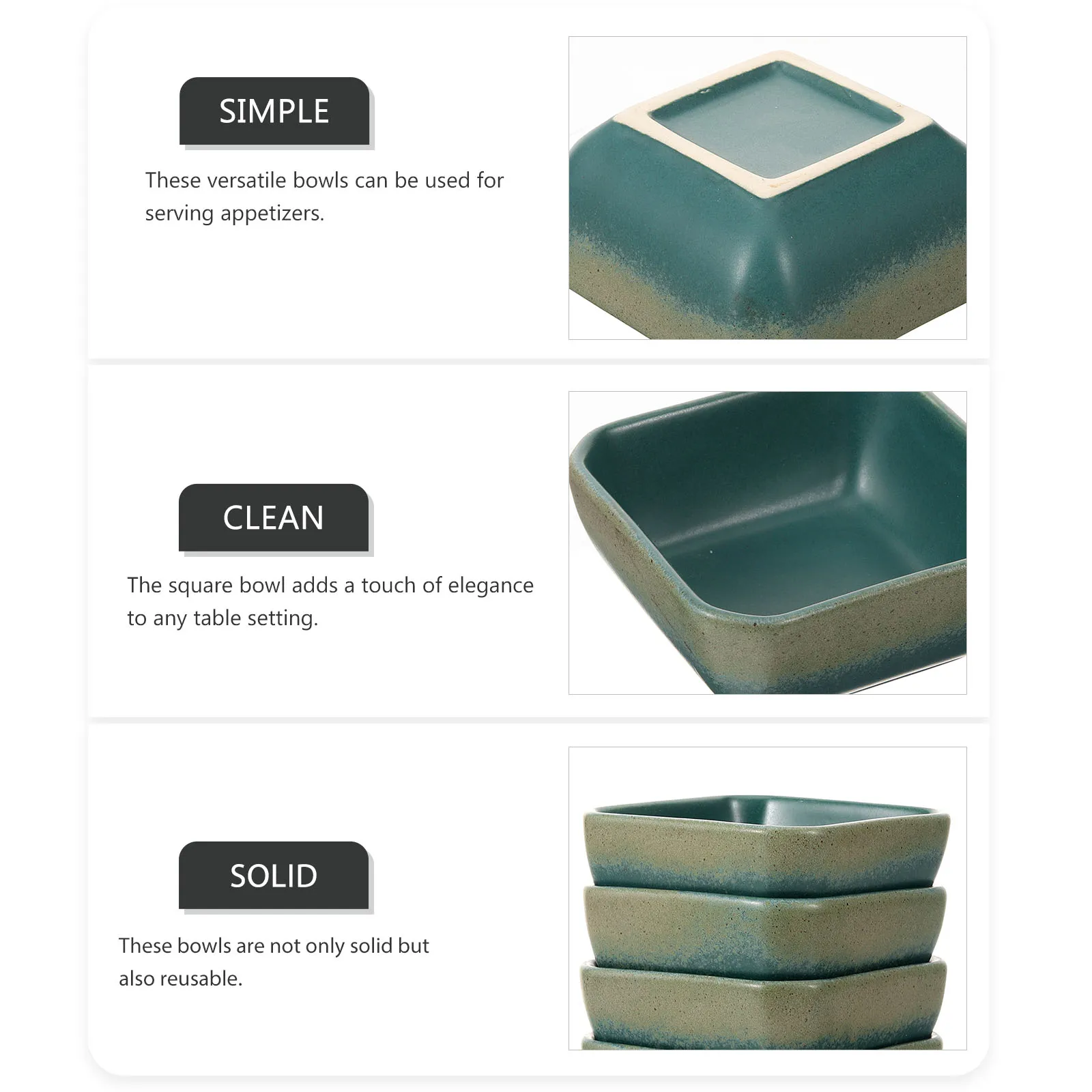

4pcs Square Ceramic Dishware Set for Sushi Dipping Sauces Appetizers Serving Small Condiment Mini Bowl Storage