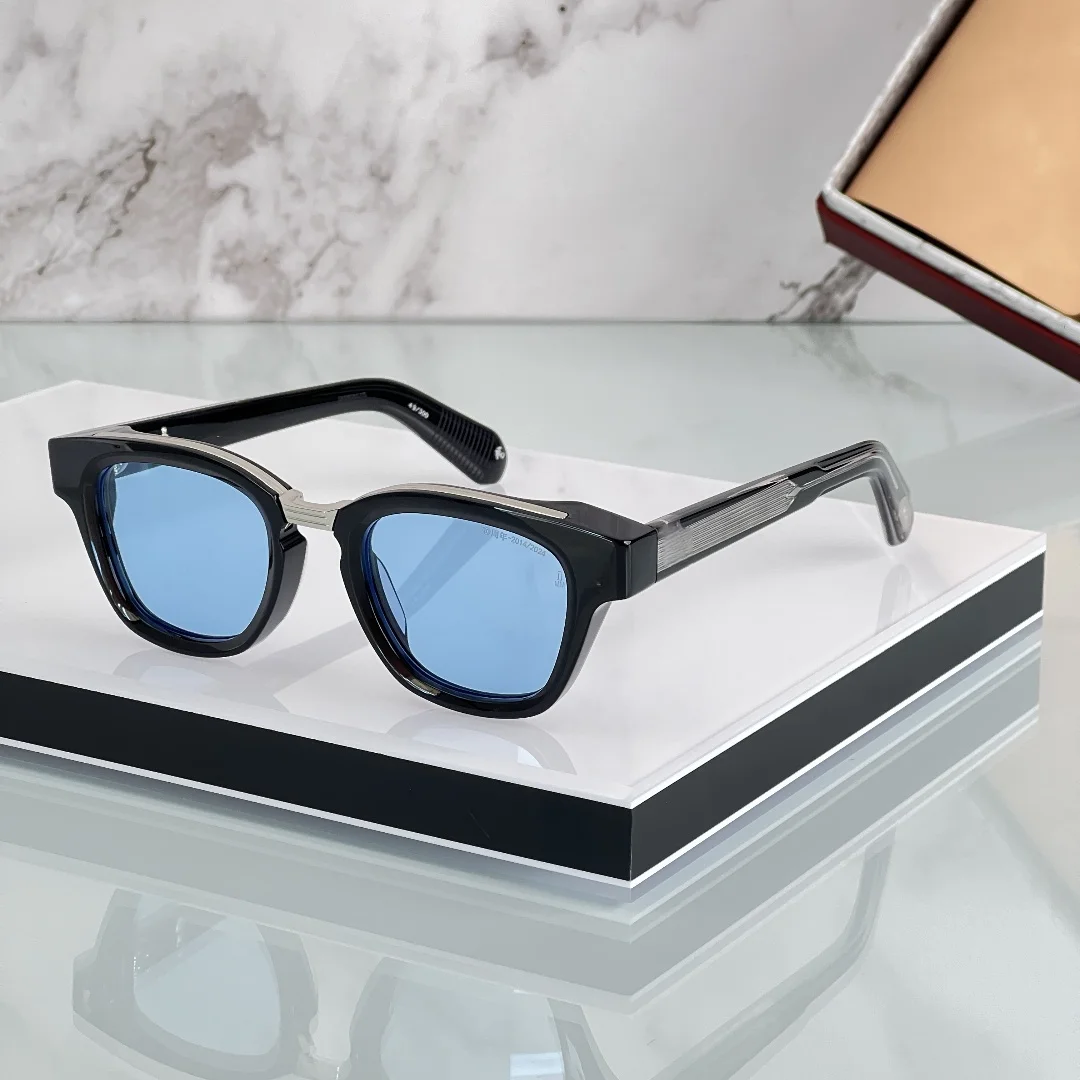 

KIZN JMM JULIES 10th Luxury Handmade Oval Green Crystal Sunglasses Top Quality Thick Acetate Frame UV400 for Men