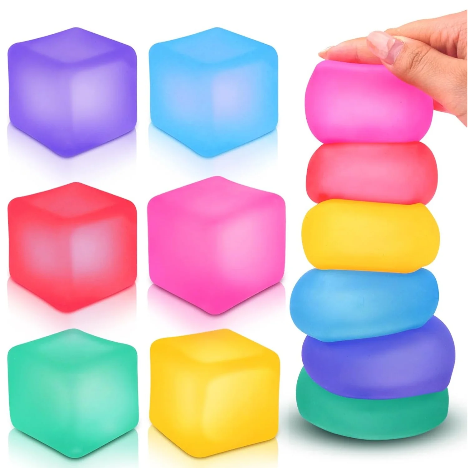 Stress Cube Squishy Fidget Toys per il rilassamento Riempito di gel ad alta densità Fidgets per giocattoli calmanti sensoriali in classe per bambini adulti