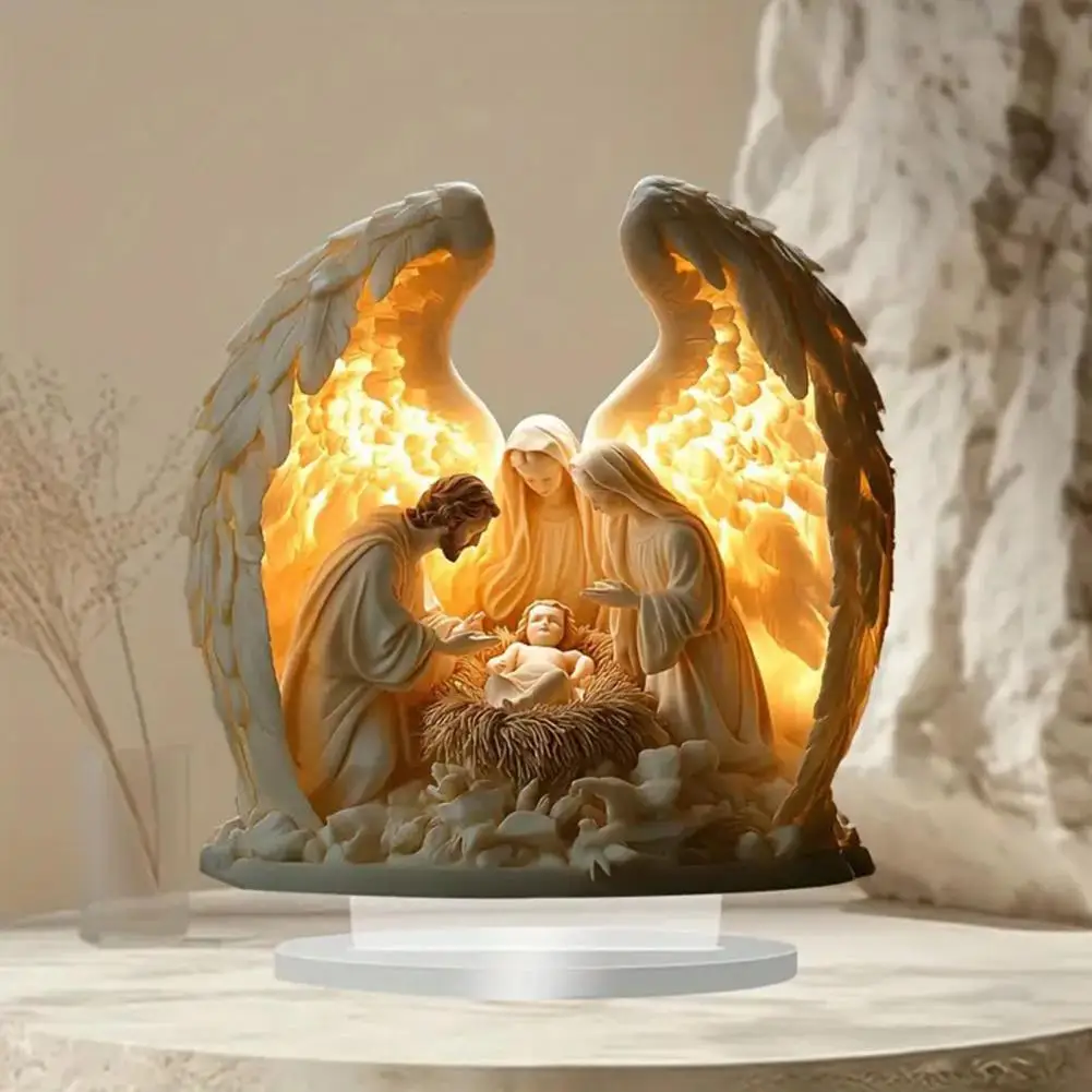 Divine Birth Nativity Scene Decor 2d Acrylic Nativity Scene Ornament Flat Christmas Tabletop Display Minimalist Desktop Decor