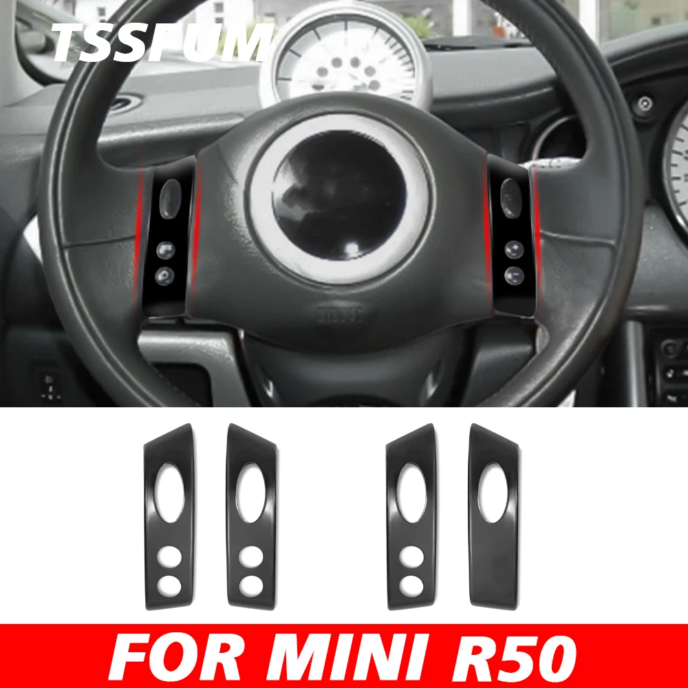 Carbon Fiber Car Interior Steering Wheel Trim Cover For MINI Cooper One D R50 R53 Steering Wheel Panel Trim Cover Accessories