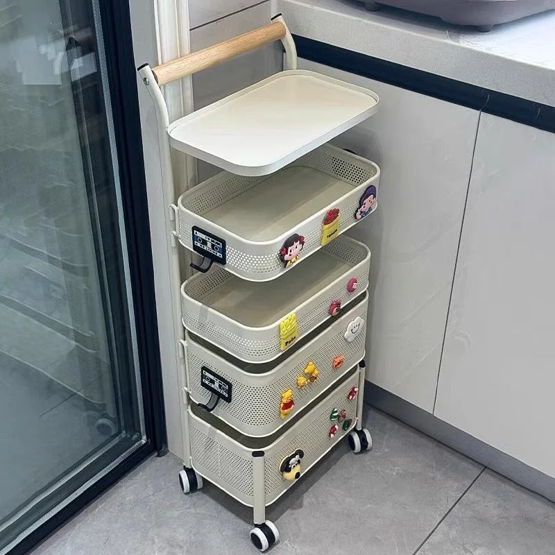 

Kitchen Rotary Shelf Household Floor Floor Living Room Snack Box Toy Fruit Basket Multi-layer trolley Storage Rack