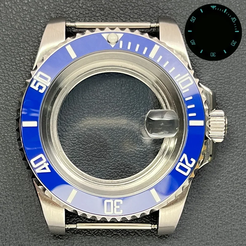 NH35 40 مللي متر ساعة عالية الجودة C3 مضيئة الحافة الياقوت الزجاج ل SUB NH35 NH36 NH34 NH38 Movt 120 نقرات #5