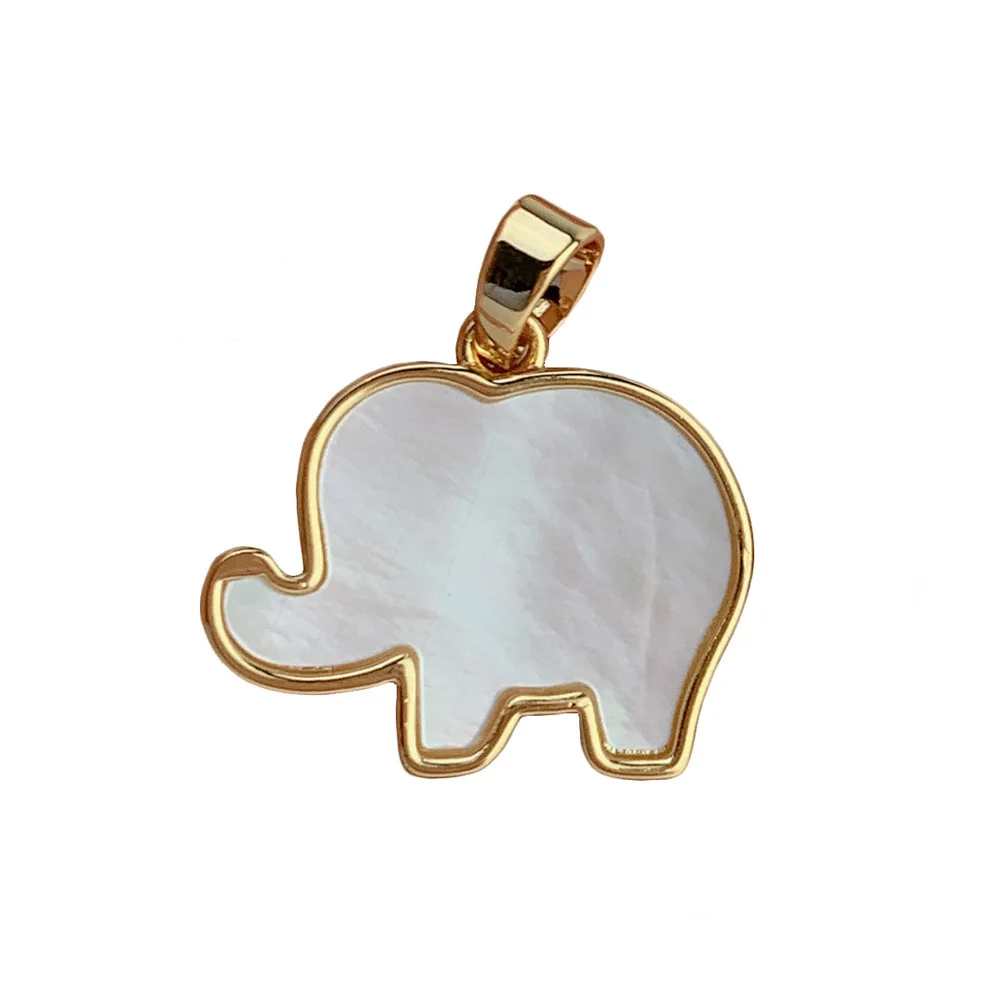 6pcs Mix Color Alloy Patchwork Shell Elephant Shaped Pendant Charms For Jewelry Making DIY Necklace Bracelet Accessories
