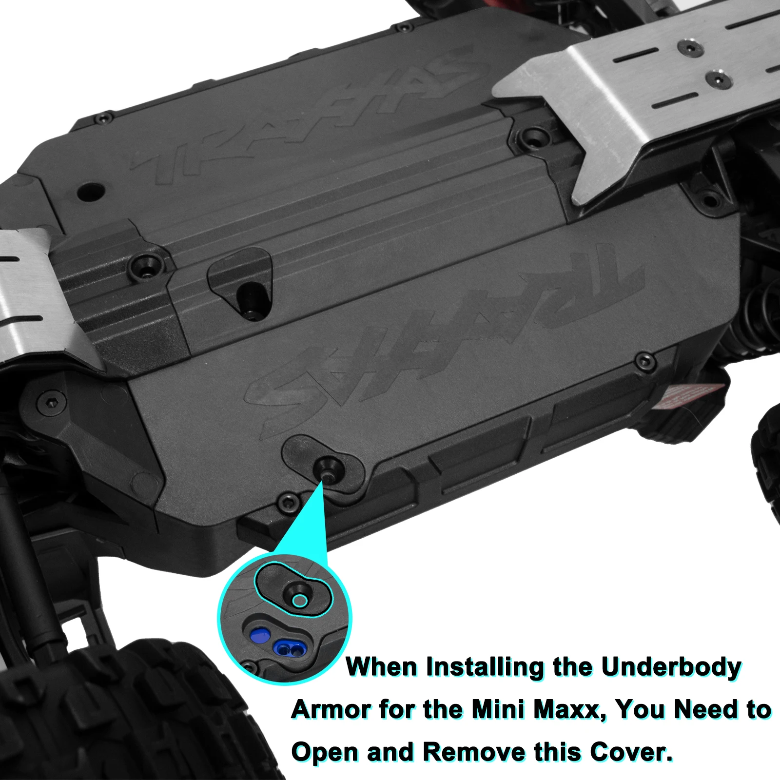 Kit de proteção do chassi da placa antiderrapante de aço inoxidável OKHL para 1/16 Traxxas Mini Maxx 107154-1 e Mini XRT 108076-1 Peças de atualização