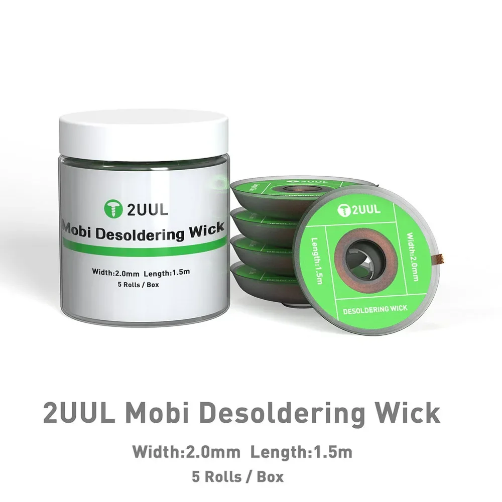 Stoppino dissaldante 2UUL Mobi 2015 5 rotoli/confezione Pad per saldatura giunto per saldatura scheda madre pulizia del Chip strumenti per la pulizia del filo assorbente di stagno