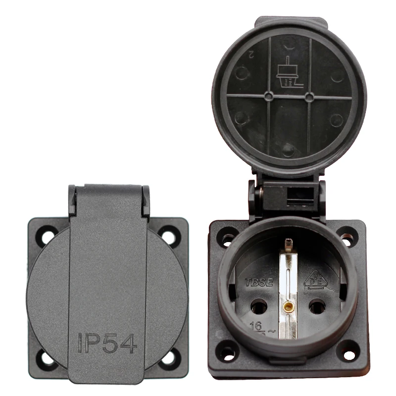 

Germany IP54 Waterproof Cover Socket Outlet Power Socket Schuko Socket Outlet Screw In Receptacle For UPS With Certification