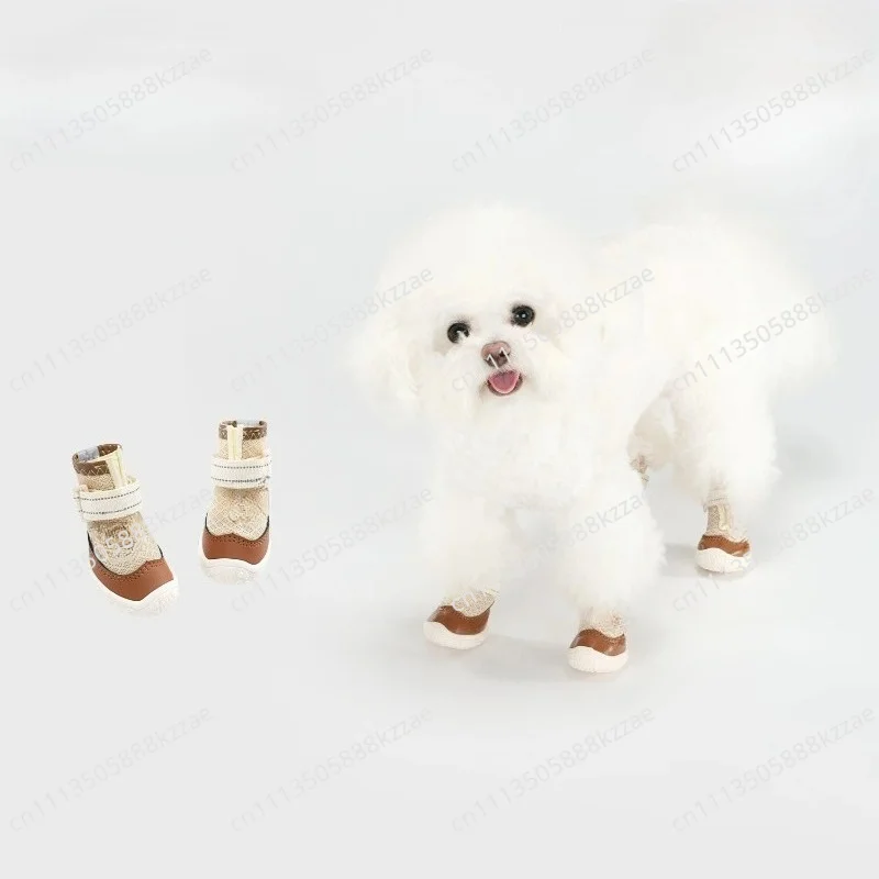 Spring Summer Breathable Pet Dog Shoes Anti-Dirty Outdoor 4 Feet Footwear For Small Dogs Teddy Bichon Schnauzer
