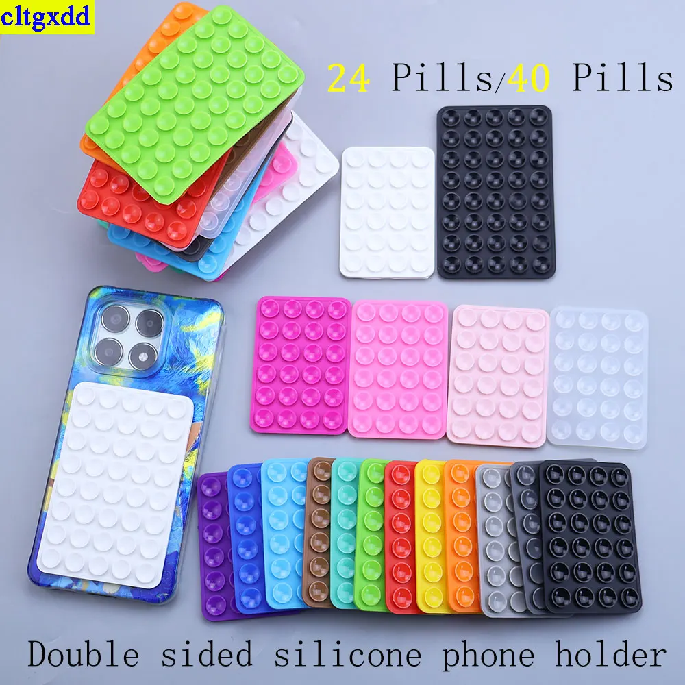 

cltgxdd 2piece double-sided silicone 24 Pills/40 Pills mobile phone fixed suction cup silicone bracket waterproof fixing pad