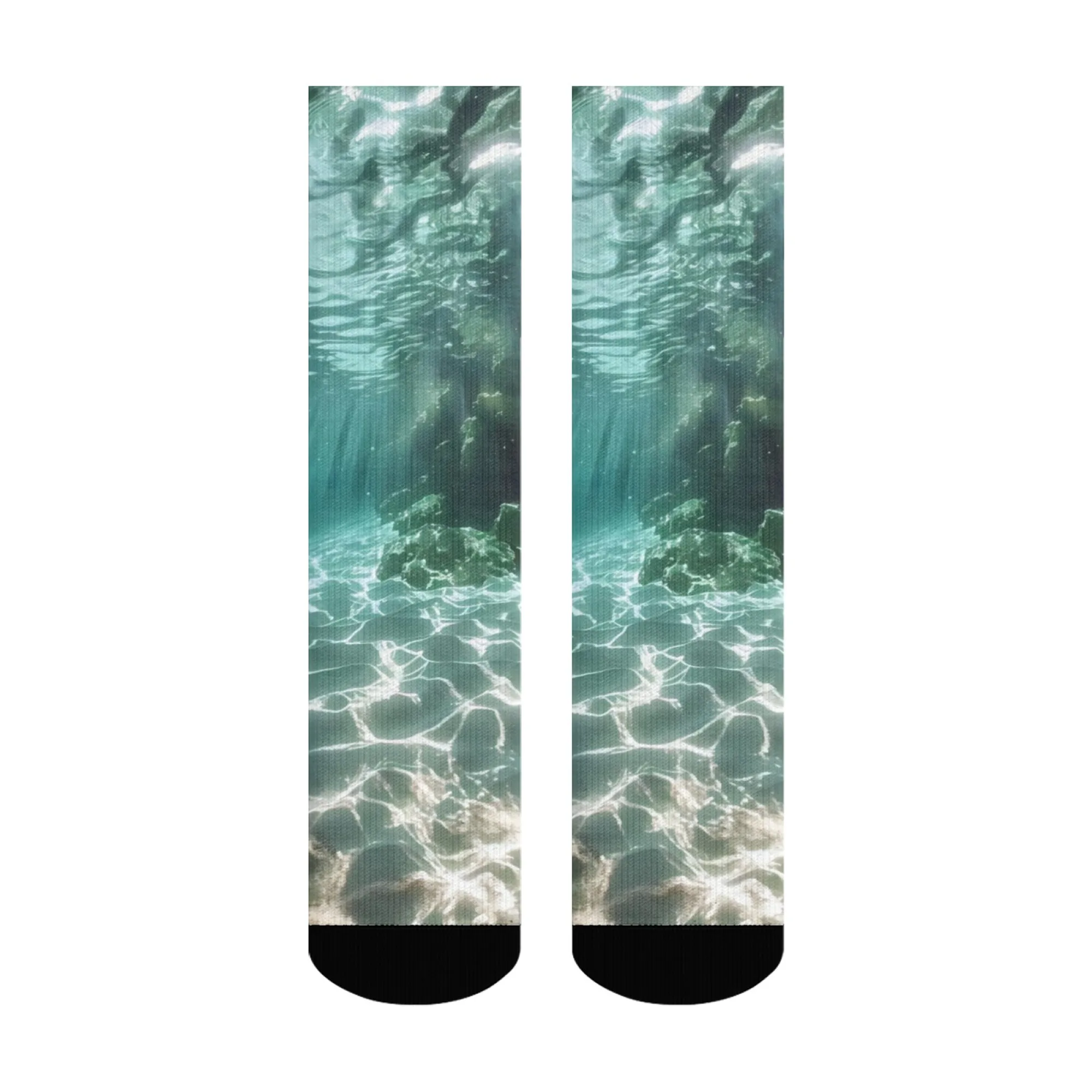 

Носки с подводным пейзажным узором, дышащие забавные носки унисекс для путешествий и отдыха, прозрачные носки до середины икры с принтом морского кораллового рифа