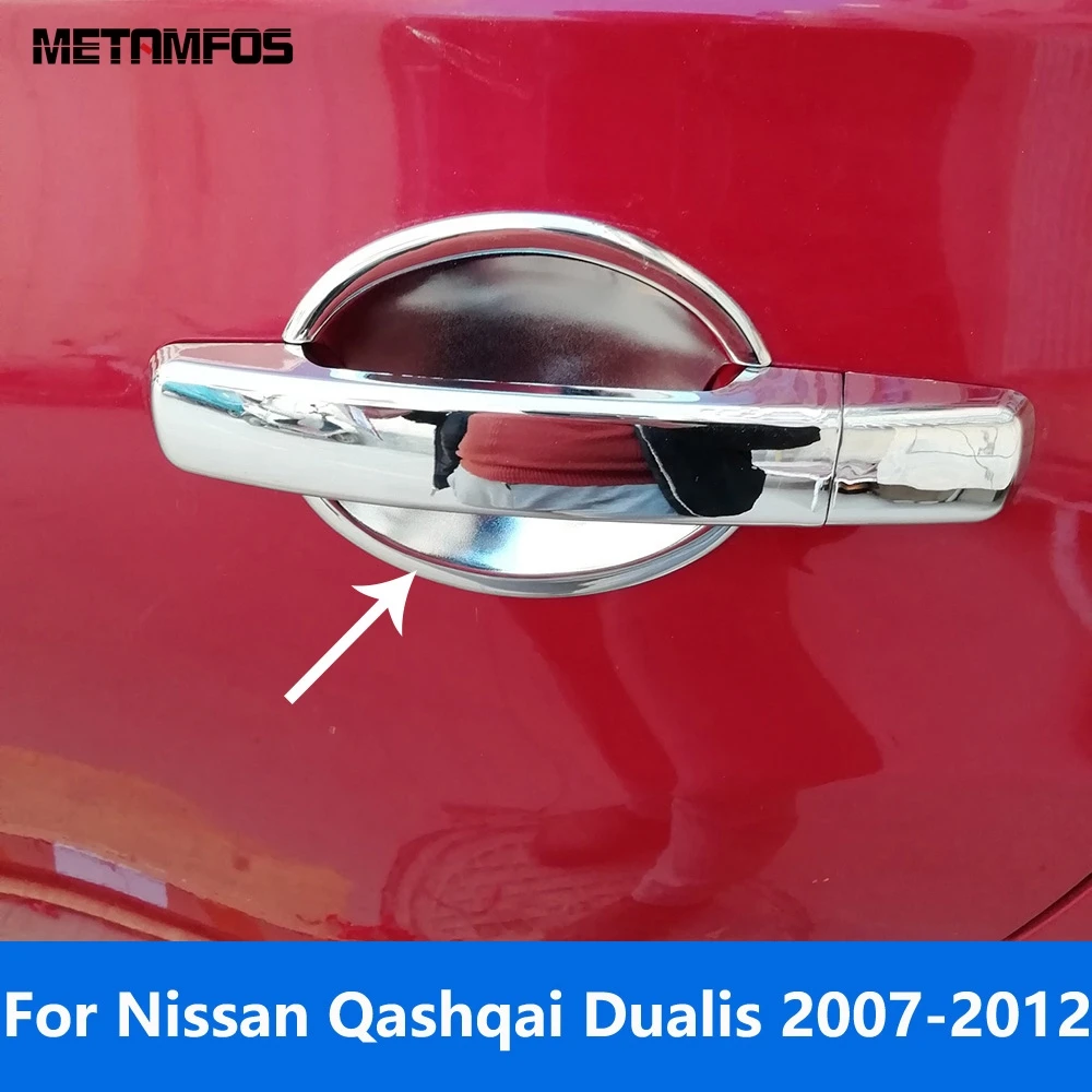 For Nissan Qashqai Dualis 2007 2008 2009 2010 2011 2012 Chrome Side Door Handle Bowl Cover Trim Protection Cap Car Accessories