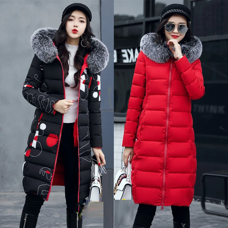 2024 Winter New Hooded Slim Cotton Parkas Women Fashion Mid-Length Down Jacket Ladies Casual Thickened Warm Zipper Padded Coats