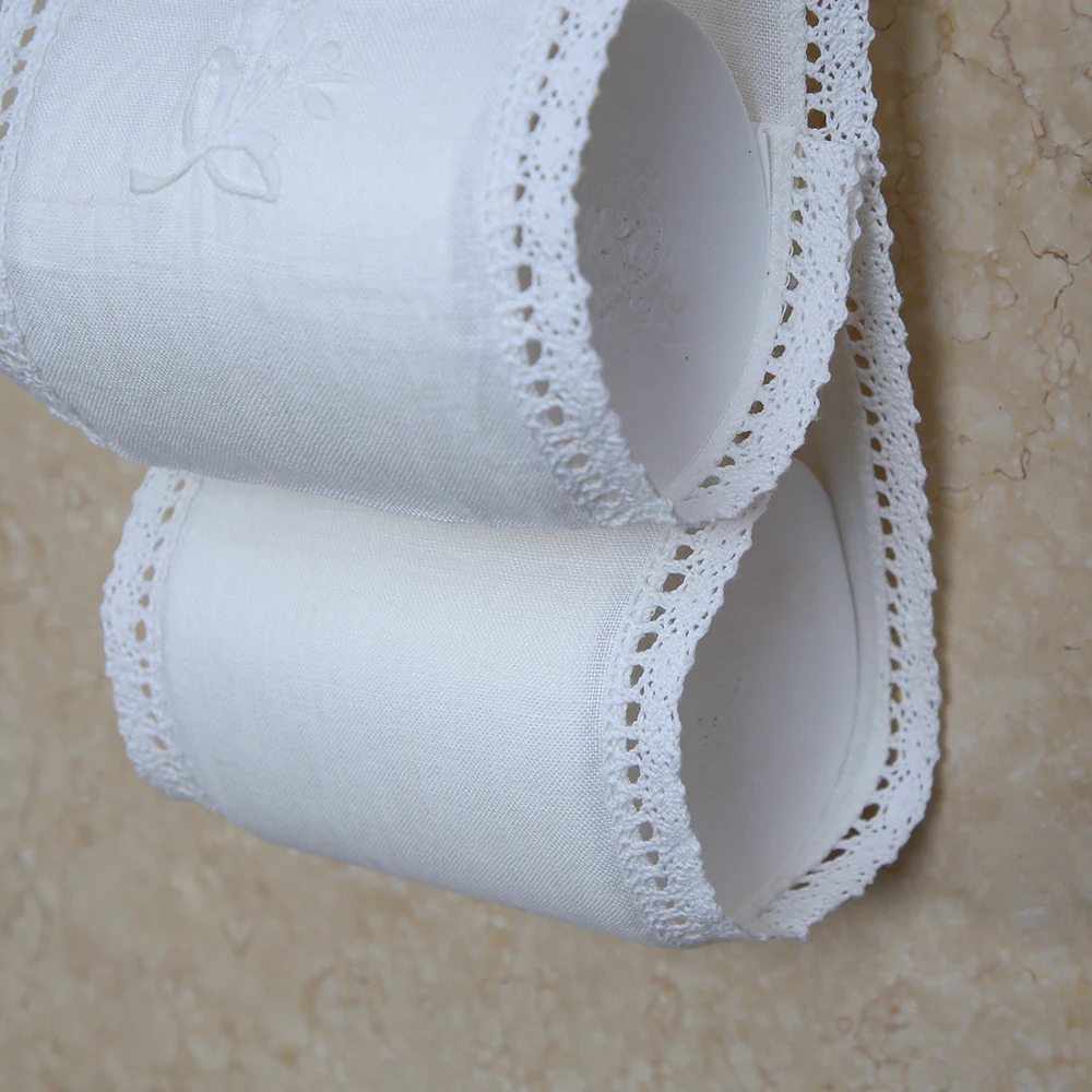 Fabric Tissue Roll holder, Vintage Pure Linen, Embroidered by Hand, Flower, Floral, Beautiful Lace