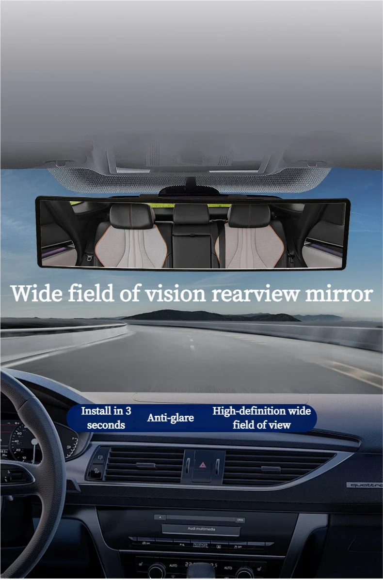 Universeller Blendfreier Weitwinkel-Konvexspiegel für Autoinnenraum Einfach Aufsteckbar 285mm HD Panorama Anti-Nebel Sicherheitszubehör – Detail 1