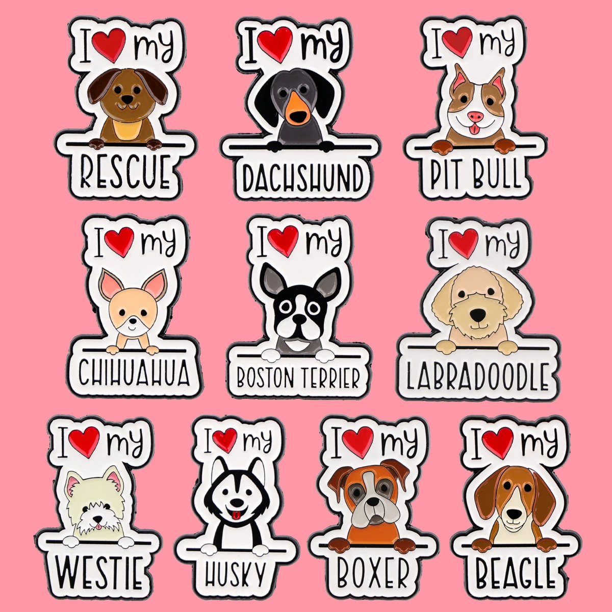 Niedliche Haustierhunde Emaille Pins Liebe Tiere Zitat Pin Damen Brosche Abzeichen auf Rucksack Kostüm Accessoires Modeschmuck Geschenke
